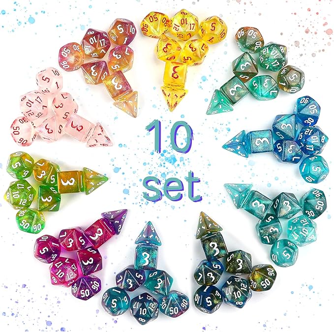 DND Dice Set, Surhugvy 10 X 7 Polyhedral Dice Set - Image 2