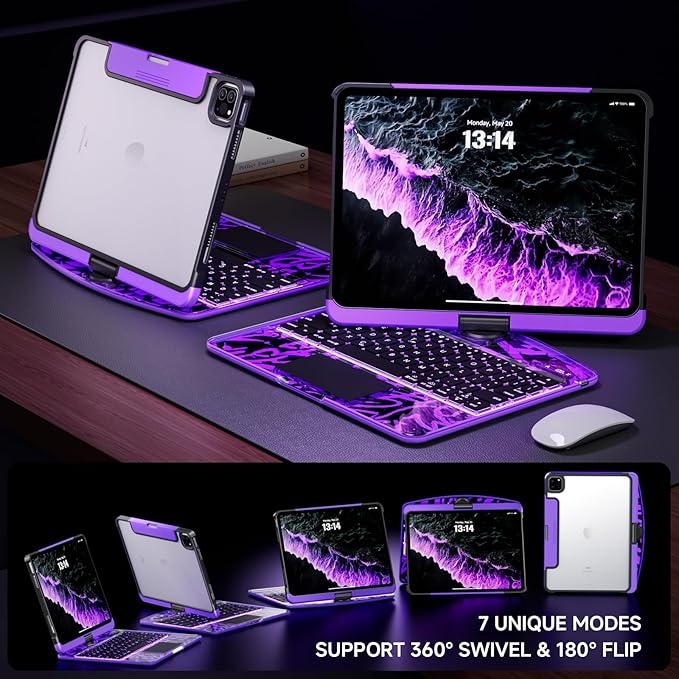Transparent Case with Keyboard for 2024 iPad Pro 11-inch, with 7-Color Backlit - Image 4