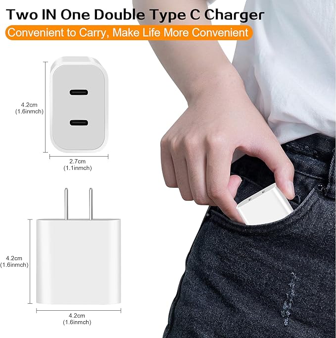 Fast iPhone Charger, Dual Port USB C iPhone Charger Fast Charging Block - Image 7