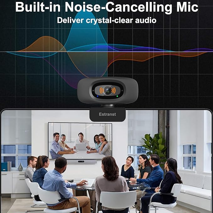 USB Webcam with Privacy Cover & Noise Canceling Microphone, Works with Zoom - Image 3