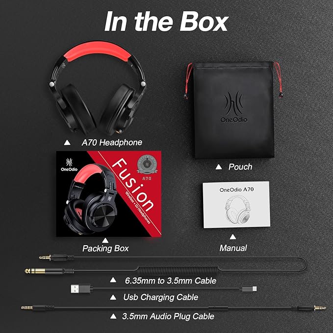 OneOdio A70 Bluetooth Over Ear Headphones, Wireless Headphones w/ 72H Playtime - Image 8