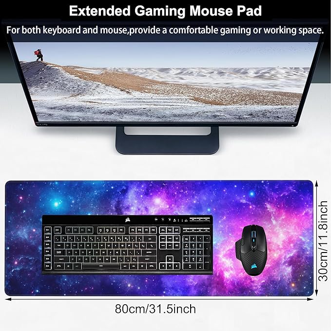 Deep Universe Space and Stars Desk Mat, Large Galaxy Space Gaming Keyboard - Image 2