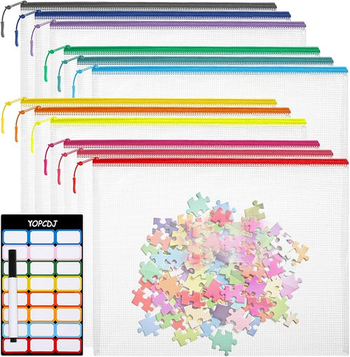 12pcs Mesh Zipper Pouch Bags, Extra Large A3 Puzzle Bag by YOPCDJ