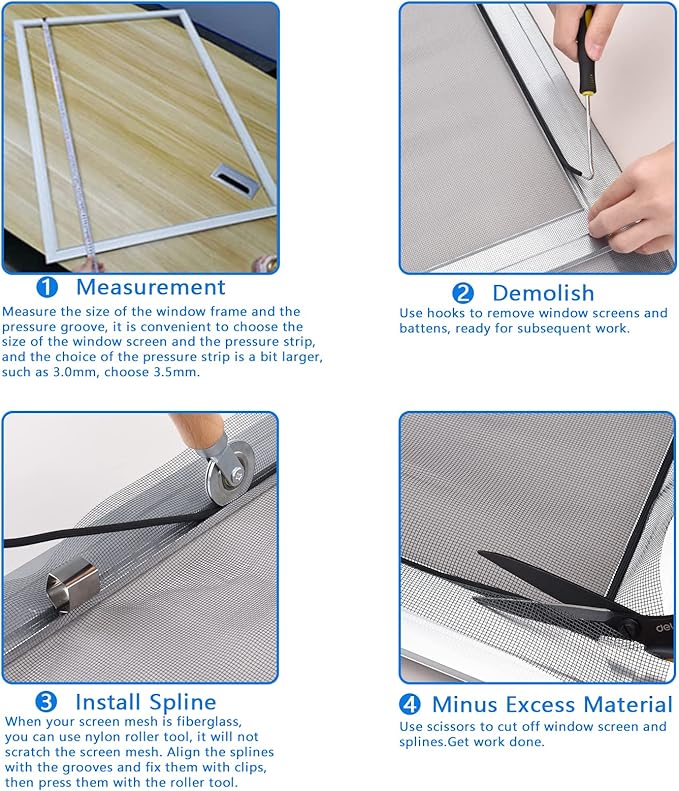 BAYTORY Upgrade Window Screen Repair Kit, Steel/Nylon Roller Tool - Image 8