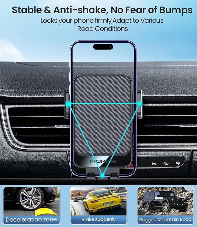 Wireless Car Charger, MOKPR 15W Fast Charging Auto-Clamping Car Mount Universal - Image 6