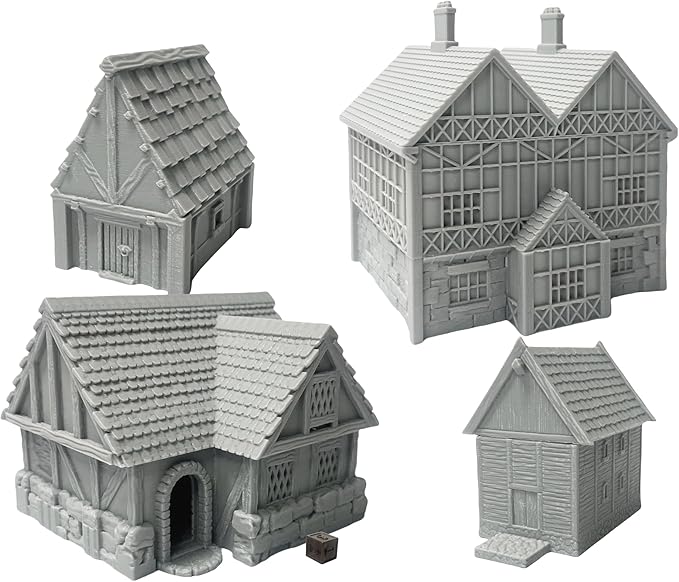 Paintable Tabletop Miniature Little Town Building Terrains Compatible - 18mm by HAUTICO