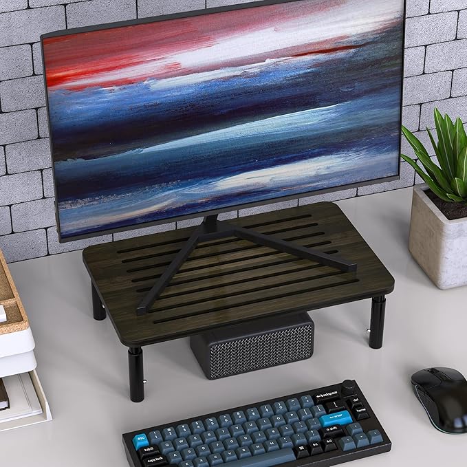 Bamboo Monitor Stand Riser, 4 Adjustable Height, 15.55x9.25 Laptop Stand - Image 8