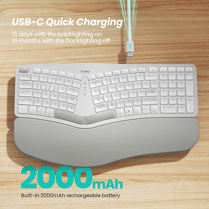 Nulea RT05 Wireless Ergonomic Keyboard, Split Keyboard - Image 5