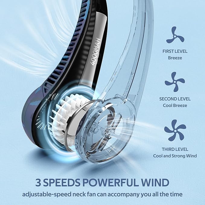 Portable Neck Fan, Hands Free Bladeless Fan, 360° Cooling Personal Fan - Image 3
