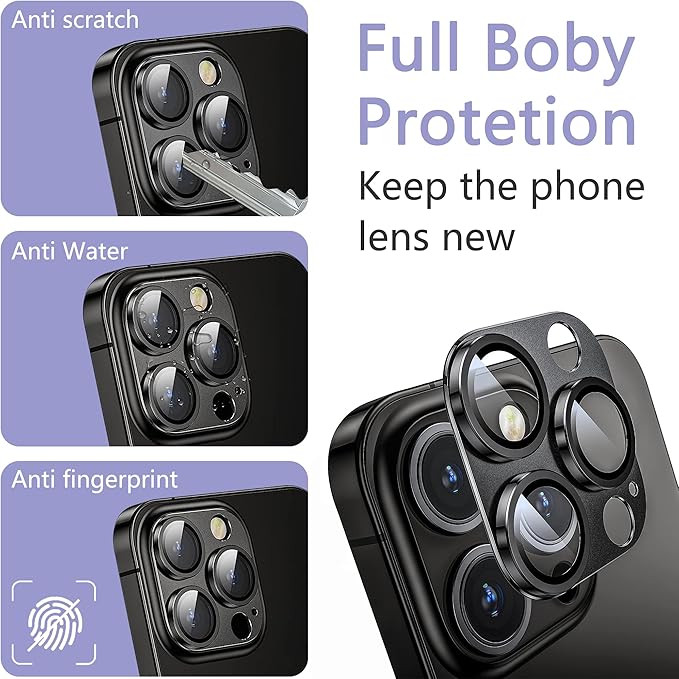 2 Pack Camera Lens Protector for iPhone 13 Pro/iPhone 13 Pro Max, AR Tempered - Image 5