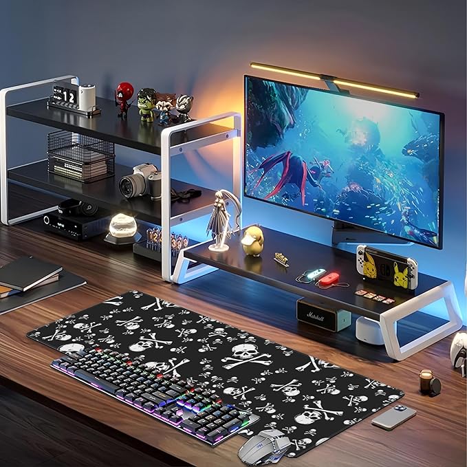 Skull Head Desk Mat, Large Pirate Skull Crossbones Gaming Keyboard Mouse Pad - Image 6
