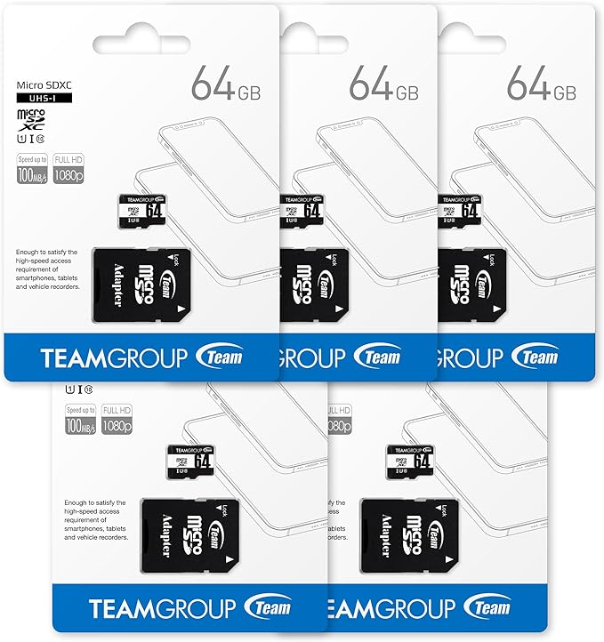TEAMGROUP Micro 64GB x 5 Pack UHS-I U1 Class 10 SDHC SDXC Read Speed up to - Image 3