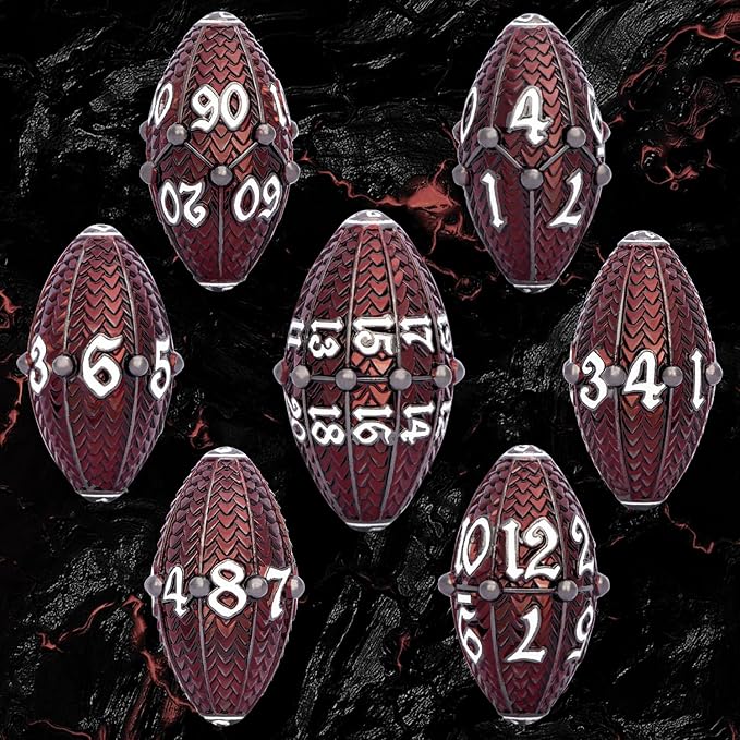 ARUOHHA DND Metal Dice Black Red Dragon Egg Dice - Image 2
