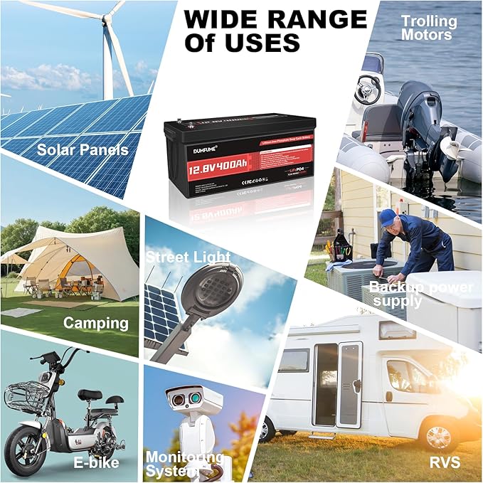 12V 400Ah LiFePO4 Lithium Battery, 5120Wh Energy Built-in 200A BMS 15000+ Cycles - Image 5