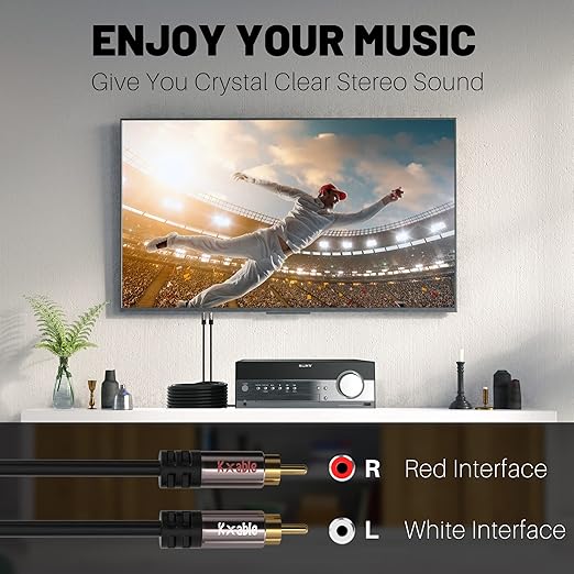 RCA Cable 25FT, 2RCA Male to 2RCA Male Stereo Audio Cable, 【Oxygen-Free Copper - Image 4