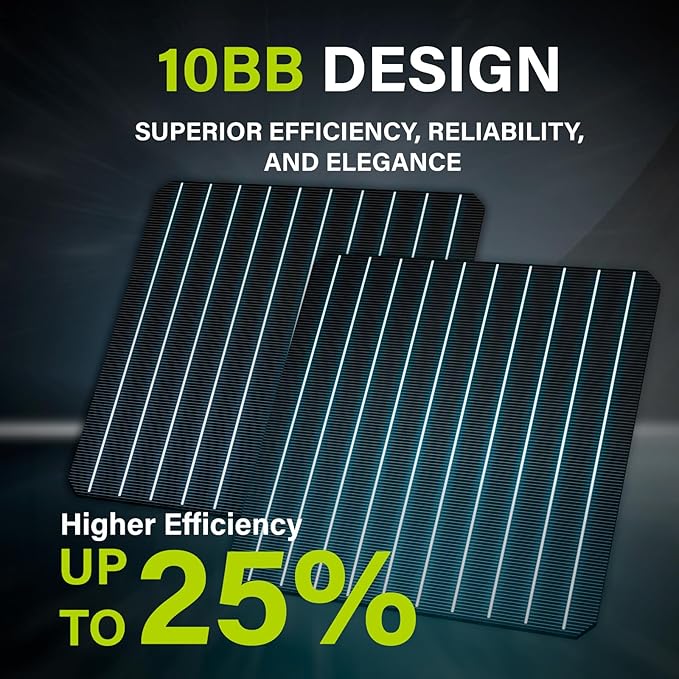 Newpowa Bifacial 200 Watt 12 Volt Solar Panel 10BB Monocrystalline Double-Side - Image 3