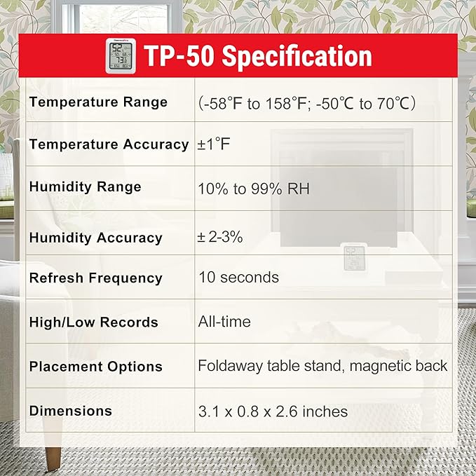 ThermoPro TP50 2 Pieces Digital Hygrometer Indoor Thermometer Room Thermometer - Image 9
