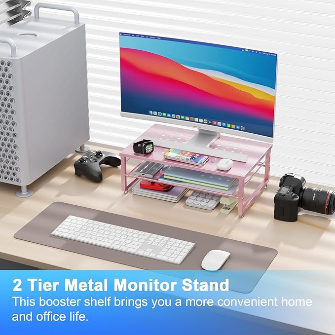Gianotter 2-Tier Metal Monitor Stand Riser, Workspace Organizer - Image 2