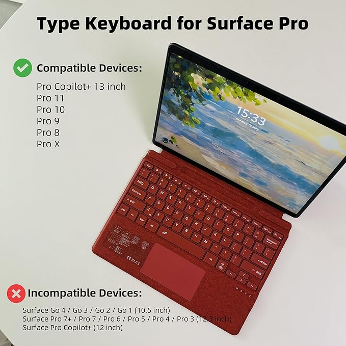 Keyboard for Microsoft Surface Pro Copilot+ / Pro 11 / Pro 10 / Pro 9 / Pro 8 / - Image 2