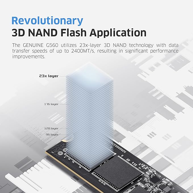 KLEVV Genuine G560 2TB M.2 2280 NVMe PCIe Gen5x4 Internal SSD Heatsink Included - Image 5
