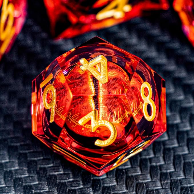 ARUOHHA DND Resin Dice Gazes Eye Dice Liquid Core Flaming RPG Sharp Edged Dice - Image 4