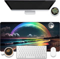 Desk Mat, Rainbow and Full Moon Desk Pad, Beach at Night Large Gaming Mouse Pad by KOAIWPAE