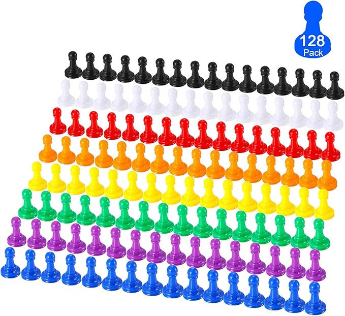 Gejoy 128 Pcs Board Game Pieces Multicolor Plastic Pawns Game Pieces by Unknown