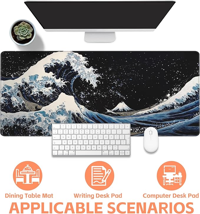 Mouse Pad Large Wave in The Night Sky Non-Slip Game Desk Mat - Image 4
