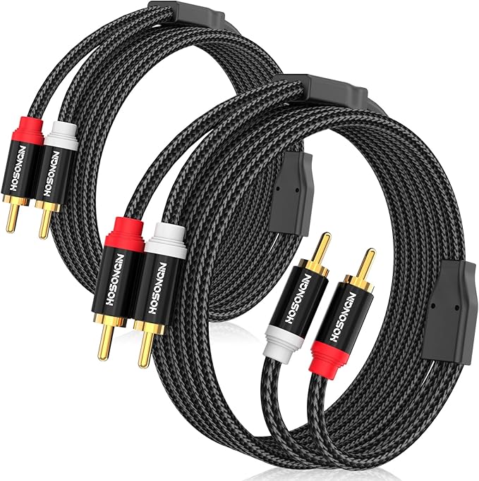 HOSONGIN RCA Cables 3.3ft 2 Pack, 2-Male to 2-Male RCA Audio Stereo Subwoofer by HOSONGIN