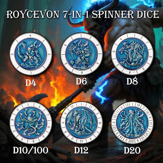 7 in 1 D6 Spinner DND Dice Set D&D, Metal Cube D and D Dice - Image 3