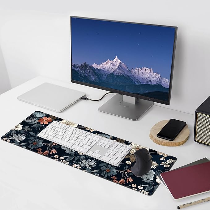 Dark Flower Large Mouse Pad, Gaming Keyboard Desk Pad, Extended Mouse Mat - Image 6