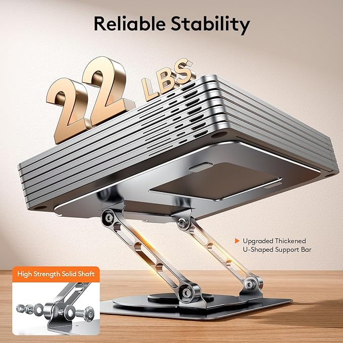 TECKNET Laptop Stand for Desk, 360 Rotating Base, Ergonomic Foldable Computer - Image 7