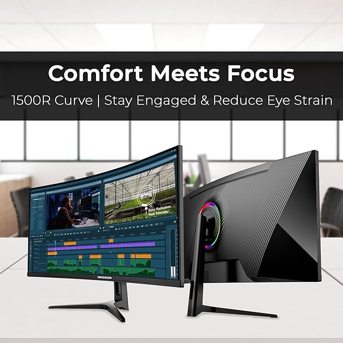 Deco Gear 34” Curved Ultrawide Business Monitor | 3440x1440, 99% sRGB | - Image 4