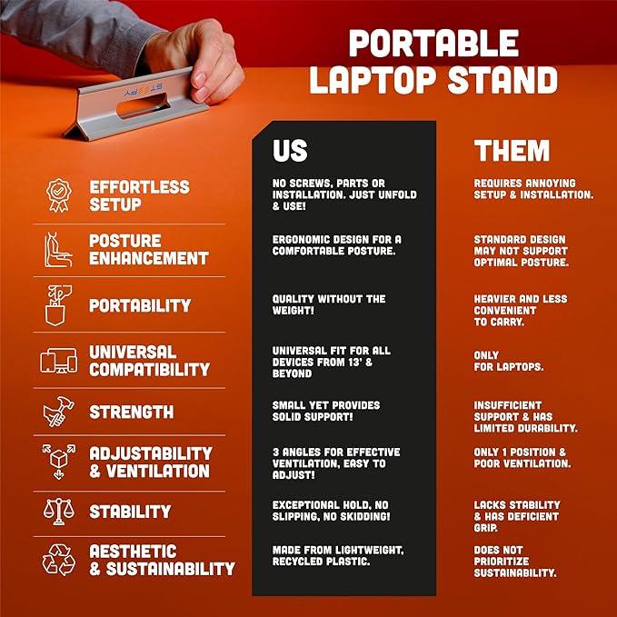Steepy Portable Laptop Stand for Desk – Adjustable Height, & Portable Laptop - Image 2