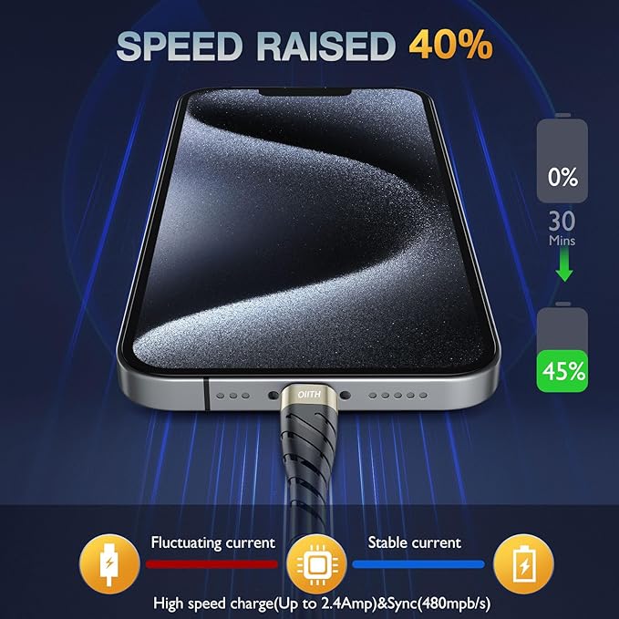 OIITH USB C Cable, USB A to USB C 3A Fast Charging Phone USB Type-C Charge - Image 5