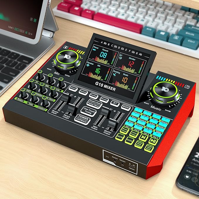 Audio Mixer, Sound Board for Pc/Phone Live Streaming Singing Gaming, Sound by tenlamp