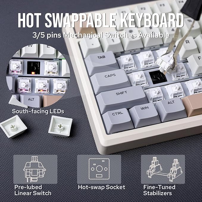EPOMAKER Galaxy100 QMK/VIA Wireless Gaming Keyboard, Aluminum Shell, Pre-Lubed - Image 6