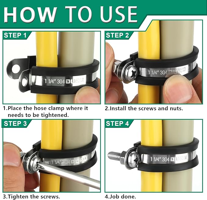 100PCS Cable Clamps 1/4 Inch 304 Stainless Steel Cable Clamps Rubber Coated - Image 5