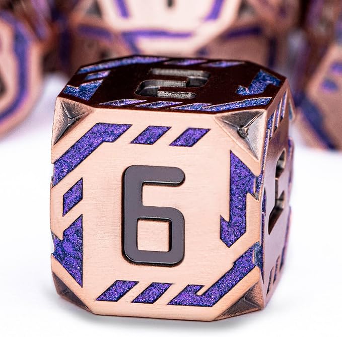 Metal DND Sci-fi Dice Set 7PCS Stripe Polyhedral Dice - Image 3