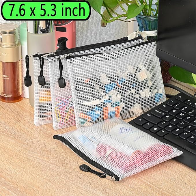 AUSTARK 20 Pcs Zipper File Bags, Plastic Mesh Pouch, Board Game Storage Bag - Image 8