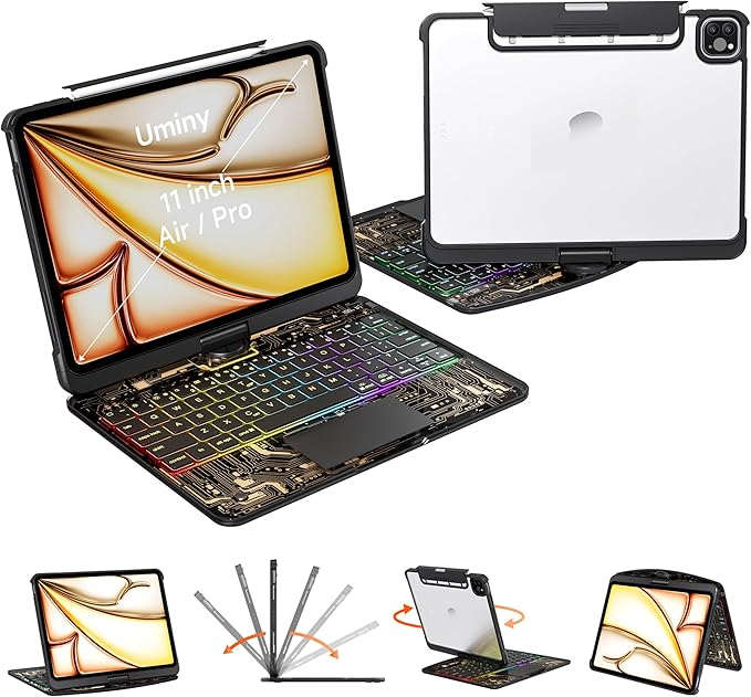 Keyboard Case for iPad 11 inch Pro 4/3/2/1st Gen & 11’’ iPad Air 2025 M3 by Uminy
