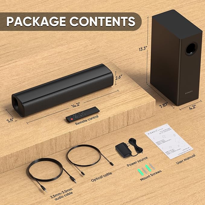Sound Bars for Smart TV with Subwoofer, 2.1 Deep Bass Small Soundbar Home - Image 6