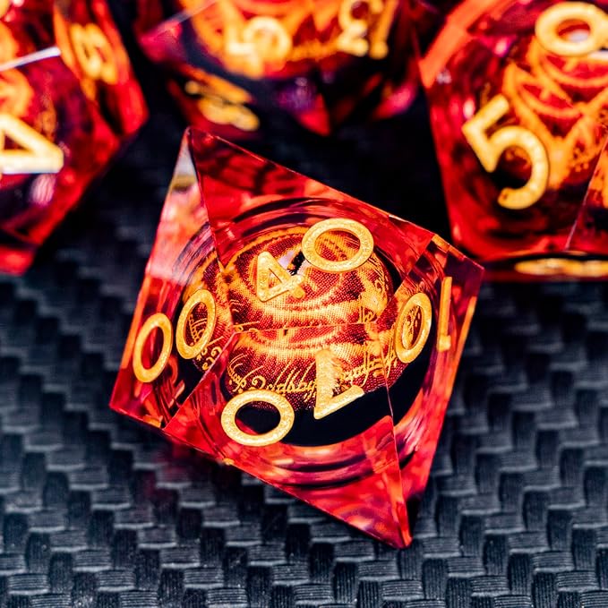 ARUOHHA DND Resin Dice Gazes Eye Dice Liquid Core Flaming RPG Sharp Edged Dice - Image 5