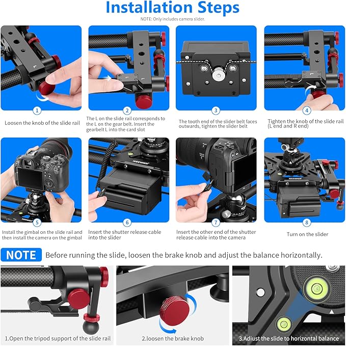 NEEWER 31.5"/80cm Motorized Camera Slider, App Wireless Control Carbon Fiber - Image 7
