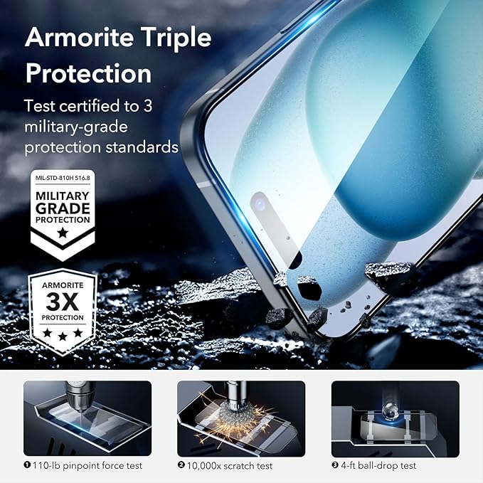 ESR 3+2 Pack for iPhone 15 Plus Screen Protector, Full Coverage Ultra-tough - Image 4