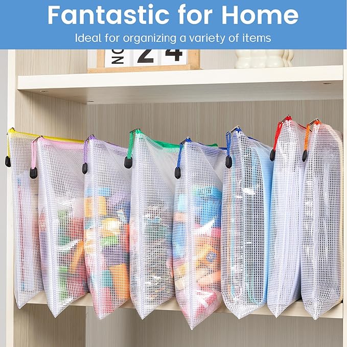 Sooez 24 Pack Super Large Mesh Zipper Pouch Bags, A3 Storage Bags - Image 6