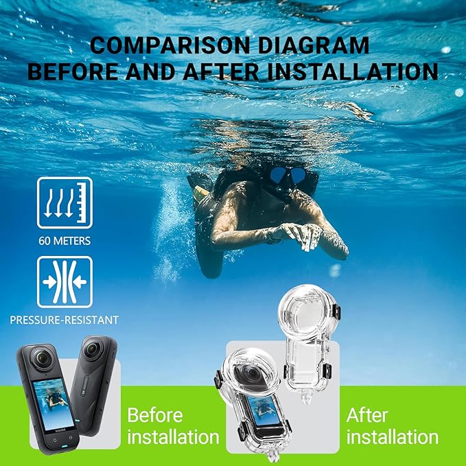 Invisible Dive Housing Case for Insta360 X5, Waterproof Up to 60M/196ft - Image 4