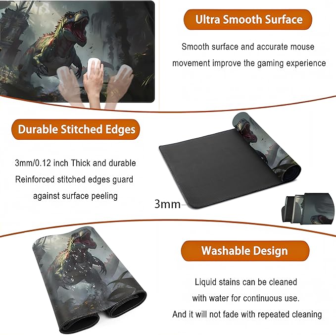 Goth Large Gaming Mouse Pad XXL Retro City Desk Mat, Office Desk Decor Desk Pad - Image 5