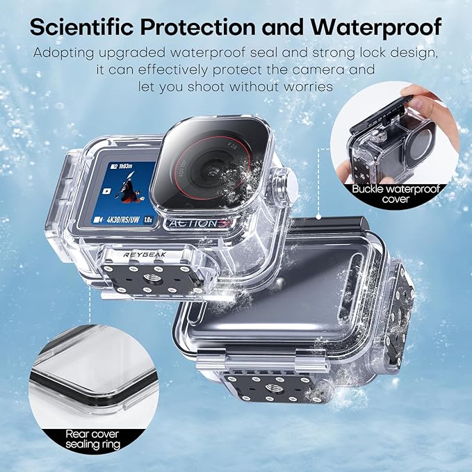 REYGEAK Waterproof Case for DJI Osmo Action 5Pro/4/3, 164FT/50M Underwater - Image 4