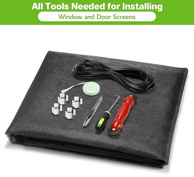 FLYZZZ Windows Screen Door Repair Kit Fiberglass Mesh 48''x118'' Black Window - Image 7